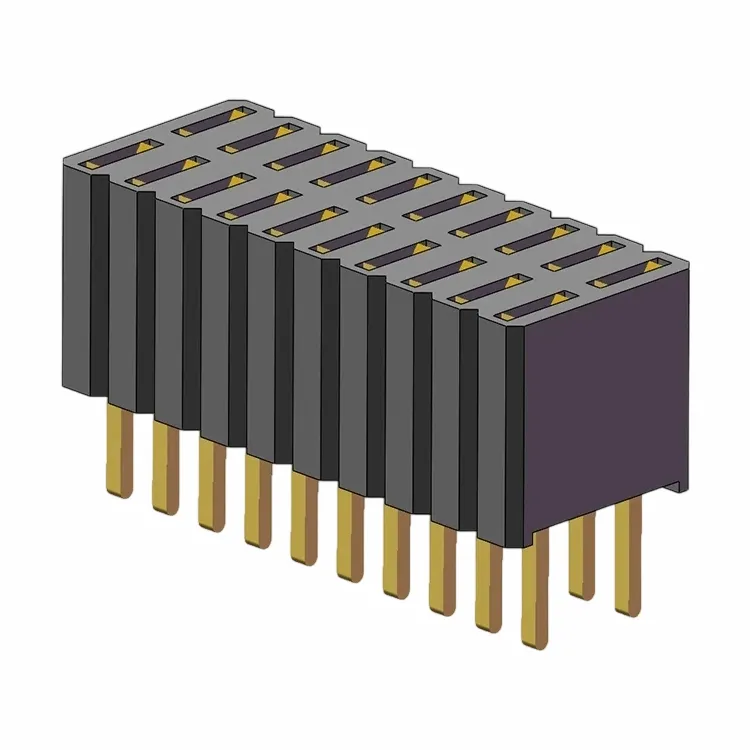 1.27x2.54mm kvinnelig header dobbel rad 180 graders dukkert