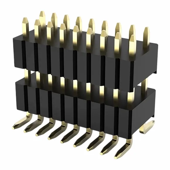 1.27x2.54mm pin header dobbel rad dobbel plast SMT