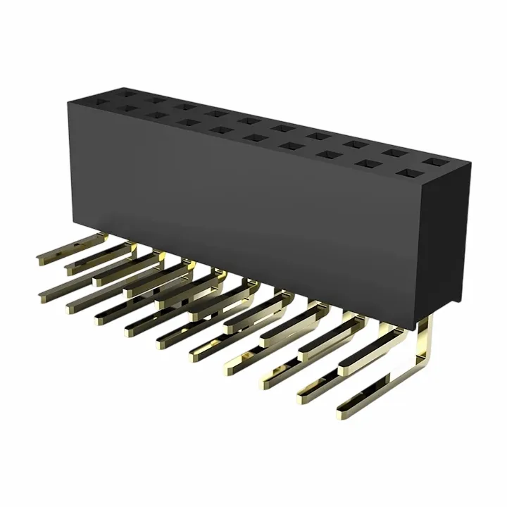 2,0 mm kvinnelig header dobbel rad høyre vinkel dukkert H6.35mm